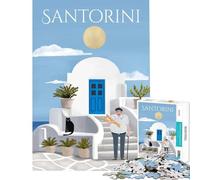 Rompecabezas para Adultos de 1000 Piezas con ilustración de Santorini Grecia Juego práctico Que desafía la Inteligencia Cerebral Juguetes adictivos Regalos de cumpleaños para Mujeres tamaño 38x26cm