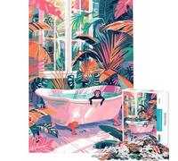 Rompecabezas para Adultos de 1000 Piezas con ilustración de un Mono en una bañera en la Jungla Juguete Educativo Regalo de cumpleaños Ideal para Reducir el estrés (38x26cm)