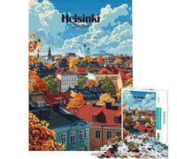 Rompecabezas para Adultos de 1000 Piezas con ilustración de un Paisaje Urbano otoñal de Helsinki Finlandia Juguetes adictivos para Cultivar la Paciencia Juegoss y educativos Regalo de cumpleaños