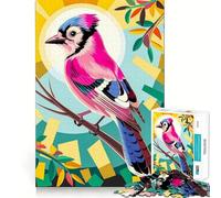Rompecabezas para Adultos de 1000 Piezas con ilustración de un pájaro arrendajo Rosa y algodón de azúcar Juego Divertido para desarrollar la Mente y el Pensamiento Ideal para el Tiempo Libre y