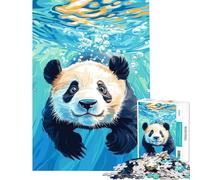 Rompecabezas para Adultos de 1000 Piezas con ilustración de un Panda Nadando bajo el Agua Diversión en casa decoración Juego Imposible para Mayores de 14 años 50x75cm