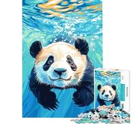 Rompecabezas para Adultos de 1000 Piezas con ilustración de un Panda Nadando bajo el Agua Diversión en casa decoración Juego Imposible para Mayores de 14 años 38x52cm