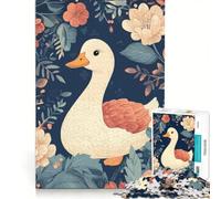 Rompecabezas para Adultos de 1000 Piezas con ilustración de un Pato sobre Fondo Floral, Ideal para Relajarse, interactuar Entre Padres e Hijos, Pertenece a la colección de Artistas y es una Obra