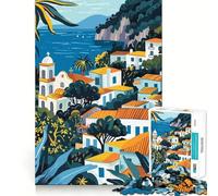 Rompecabezas para Adultos de 1000 Piezas con ilustración de un Pueblo mediterráneo de Capri,Italia Bordes Finos Juguete para Resolver Problemas,Relajarse,Jugar,cumpleaños,Arte,Juego (38x52cm)