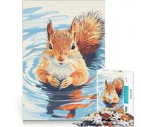 Rompecabezas para Adultos de 1000 Piezas con ilustración de una Ardilla Nadando en el Agua Juego Familiar Que Mejora la Memoria y es Ideal para Decorar el Escritorio 50x75cm