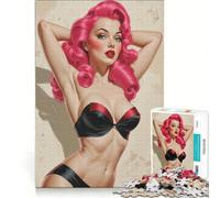 Rompecabezas para Adultos de 1000 Piezas con ilustración de una Chica Pin-up Sexy de Pelo Rosa Ideal para Relajarse interactuar Entre Padres e Hijos Regalo de cumpleaños o para Viajes 38x52cm