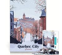 Rompecabezas para Adultos de 1000 Piezas con ilustración de una Escena Invernal de la Ciudad de Quebec Arte de Bordes precisos Ejercicio Mental Juego y Tranquilo Actividad de cumpleaños 38x52cm