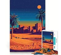 Rompecabezas para Adultos de 1000 Piezas con ilustración de una Escena Nocturna en un Oasis del Desierto Juguete Divertido para Jugar y desafiar la Mente Regalo Ideal para cumpleaños (50x75cm)
