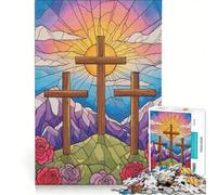 Rompecabezas para Adultos de 1000 Piezas con ilustración de vidrieras de Tres Cruces Juego práctico difícil y desafiante colección de Artistas Bellas Artes 50x75cm