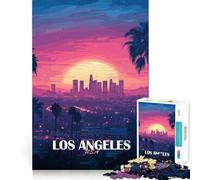 Rompecabezas para Adultos de 1000 Piezas con ilustración del Horizonte de Los Ángeles al Atardecer Juego de Habilidad Mental Diversión Garantizada Decoración navideña para Pared