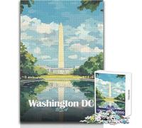 Rompecabezas para Adultos de 1000 Piezas con ilustración del Monumento a Washington D C Juego Educativo Familiar, Regalo antiestrés para cumpleaños, tamaño 38x26cm