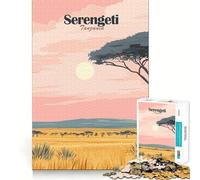 Rompecabezas para Adultos de 1000 Piezas con ilustración del Paisaje del Serengeti Tanzania con Bordes Finos y diseño ergonómico Juguete para desarrollar la Agilidad Mental y la relajación Decoración