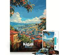 Rompecabezas para Adultos de 1000 Piezas con ilustración del Paisaje Urbano de Kigali,Ruanda Arte de Bordes precisos Ejercicio Mental Juego Divertido y Tranquilo Actividad de cumpleaños (38x26cm)