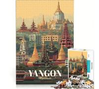 Rompecabezas para Adultos de 1000 Piezas con ilustración del Paisaje Urbano de Yangon Myanmar Juego Educativo desafiante para completar Regalo Ideal para quienes Buscan un Juego desafiante 38x26cm