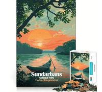 Rompecabezas para Adultos de 1000 Piezas con ilustración del Parque Nacional Sundarbans Bordes impecables Divertido Juego para concentrarse y Jugar en Silencio Ideal para la decoración navideña