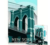 Rompecabezas para Adultos de 1000 Piezas con ilustración del Puente de Brooklyn,Nueva York Diseño Juguete Inteligente para el Cerebro Ideal para divertirse en casa