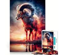 Rompecabezas para Adultos de 1000 Piezas con ilustración del Signo Zodiacal Capricornio y el Carnero Juego de lógica con Piezas de Ajuste preciso Divertido y Acogedor Regalo Ideal para cumpleaños