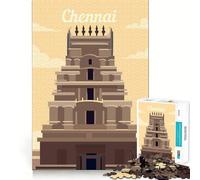 Rompecabezas para Adultos de 1000 Piezas con ilustración del Templo de Chennai,diseño de Corte Fino,Actividad para la Mente,Tiempo de Paz,Juego,decoración navideña (38x52cm)