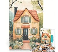 Rompecabezas para Adultos de 1000 Piezas con Ilustraciones de una cabaña de ensueño, Juego práctico, Ideal para Pasar el Tiempo en casa Durante Las Vacaciones, con póster y Hoja de Preguntas a Juego