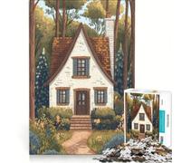 Rompecabezas para Adultos de 1000 Piezas con Ilustraciones de una cabaña de ensueño, Juego práctico, Ideal para Pasar el Tiempo en casa Durante Las Vacaciones, con póster y Hoja de Preguntas a Juego