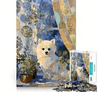 Rompecabezas para Adultos de 1000 Piezas con Imagen de un Perro Pomerania Junto a una Ventana Juguete para ejercitar la Mente, Ideal para Relajarse y Disfrutar del Momento Regalo artístico (38x26cm)