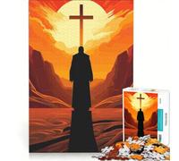 Rompecabezas para Adultos de 1000 Piezas con la Cruz Cristiana de Jesús, Juegos relajantes, desafío difícil, fortalece el Amor Entre Parejas 50x75cm