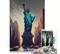 Rompecabezas para Adultos de 1000 Piezas con la Estatua de la Libertad, Ideal para Jugar en Familia, fomentar la interacción Entre Padres e Hijos y Regalar a Amigos y Familiares 50x75cm