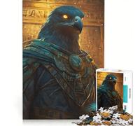 Rompecabezas para Adultos de 1000 Piezas con la Estatua del Dios halcón Horus, Ideal para Jugar en Familia y aliviar el estrés Incluye póster y Hoja de Preguntas a Juego 50x75cm