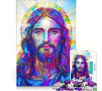 Rompecabezas para Adultos de 1000 Piezas con la Imagen de Jesús en vidriera Juego práctico Actividades Divertidas para Hacer en casa fortalece el Amor Entre Parejas 50x75cm