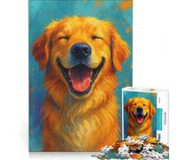 Rompecabezas para Adultos de 1000 Piezas con la Imagen de un Golden Retriever Feliz, Juguete Educativo, antiestrés, colección de Artistas, Bellas Artes 38x52cm
