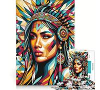 Rompecabezas para Adultos de 1000 Piezas con la Imagen de una niña nativa Americana WPAP Juego práctico difícil y desafiante Toda la Familia 38x52cm