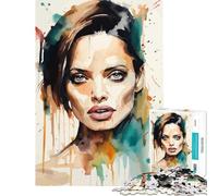 Rompecabezas para Adultos de 1000 Piezas con la Pintura de Angelina Jolie Juego de ingenio Juguetes adictivos para Cultivar la Paciencia Excelentes Regalos y Juguetes para cumpleaños (tamaño 38x26cm)