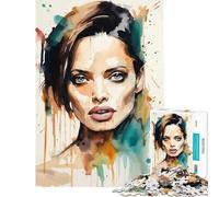 Rompecabezas para Adultos de 1000 Piezas con la Pintura de Angelina Jolie Juego Imposible Juguetes educativos para Aprender Regalo de cumpleaños Corte de precisión (tamaño 50x75cm)