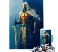 Rompecabezas para Adultos de 1000 Piezas con la Pintura de un Caballero templario Rompecabezas Familiar Ideal para Pasar el Tiempo en casa Durante Las Vacaciones cumpleaños o Navidad