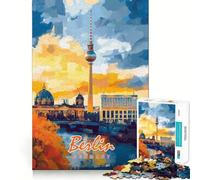 Rompecabezas para Adultos de 1000 Piezas con la Silueta de Berlín Juego de lógica de Ajuste preciso Juego fácil Decoración navideña para Pared (38x52cm)