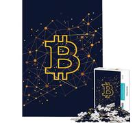 Rompecabezas para Adultos de 1000 Piezas con Logotipo Minimalista de Bitcoin Juegos relajantes para Juegos educativos desafío Juguete Regalo de cumpleaños Corte de precisión (tamaño 38x52cm)