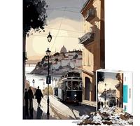 Rompecabezas para Adultos de 1000 Piezas con los Colores de la Capital Lisboa para Juegos educativos Juguetes Juegos intelectuales Regalos de Amigo Invisible y para aliviar el estrés (tamaño 38x52cm)