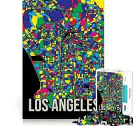 Rompecabezas para Adultos de 1000 Piezas con Mapa Colorido de Los Ángeles,Ideal para divertirse y desafiar la Mente Un Juego Disfrutar en cumpleaños Regalo Divertido (38x26cm)