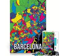 Rompecabezas para Adultos de 1000 Piezas con Mapa de la Ciudad de Barcelona,Estilo Pop Art,póster de Viaje,Ajuste, Juego Mental,Regalo de Juego Lento,Regalo de Arte navideño (38x26cm)