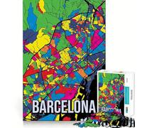 Rompecabezas para Adultos de 1000 Piezas con Mapa de la Ciudad de Barcelona,Estilo Pop Art,póster de Viaje,decoración Elegante y Divertida,Juego para un rato Agradable,Regalo o para Aficionados