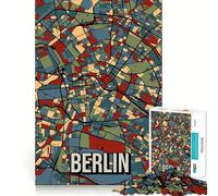 Rompecabezas para Adultos de 1000 Piezas con Mapa de la Ciudad de Berlín en Tonos Tierra,Bordes, Juego Inteligente,Regalo,Juego de Ocio navideño,Arte (50x75cm)