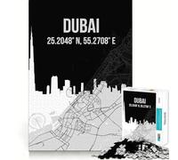 Rompecabezas para Adultos de 1000 Piezas con Mapa de la Ciudad de Dubái y su Horizonte Juguete Divertido Que desafía la Mente Juego Acogedor Regalo Ideal para cumpleaños (38x26cm)