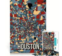 Rompecabezas para Adultos de 1000 Piezas con Mapa de la Ciudad de Houston en Tonos Tierra,Bordes definidos,decoración ingeniosa,Juguete para un desafío Mental,Ideal para Relajarse y Disfrutar
