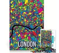 Rompecabezas para Adultos de 1000 Piezas con Mapa de la Ciudad de Londres,Inglaterra Juego de Habilidad Mental Diversión Garantizada Decoración navideña para la Pared (38x26cm)
