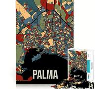 Rompecabezas para Adultos de 1000 Piezas con Mapa de la Ciudad de Palma de Mallorca,España Juego de Habilidad Mental Diversión sin Preocupaciones Decoración navideña para la Pared