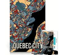 Rompecabezas para Adultos de 1000 Piezas con Mapa de la Ciudad de Quebec en Tonos Tierra,Arte de Viaje,diversión para unir,desafío Mental,Juguete Acogedor,Juego Divertido,Regalo de cumpleaños 50x75cm
