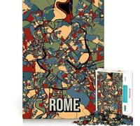Rompecabezas para Adultos de 1000 Piezas con Mapa de la Ciudad de Roma,Italia Bordes Bien definidos Juguete Que desafía la Mente Ideal para Relajarse y divertirse (50x75cm)