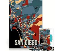 Rompecabezas para Adultos de 1000 Piezas con Mapa de la Ciudad de San Diego Ideal para Decorar,desarrollar la lógica y la Habilidad Un Juego Divertido y Casual para Regalar en cumpleaños (38x52cm)