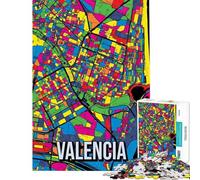 Rompecabezas para Adultos de 1000 Piezas con Mapa de la Ciudad de Valencia Estilo Pop Art Juego Educativo Juguetes Juegos educativos Regalos de cumpleaños para Toda la Familia (tamaño 38x52cm)