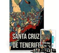 Rompecabezas para Adultos de 1000 Piezas con Mapa de la Ciudad Vintage de Santa Cruz de Tenerife,Bordes definidos,decoración,desafío Mental,Juguete para Relajarse, (50x75cm)